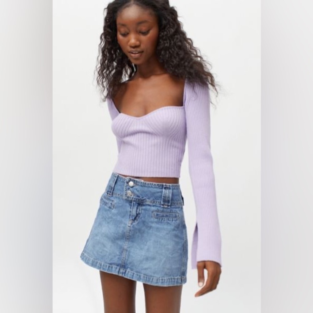 UO Juliette Portrait Neck Sweater in Lilac